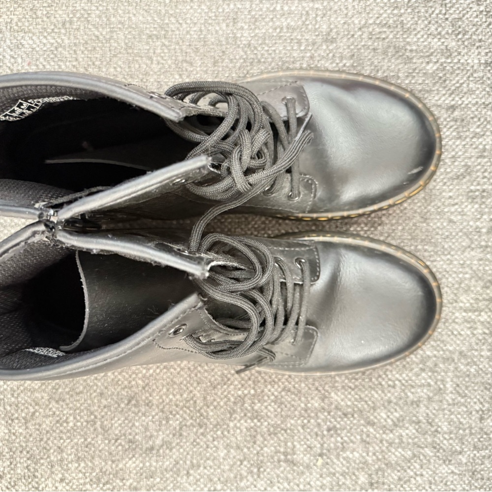 Black Doc Martins Lace-Up Boots with side zipper